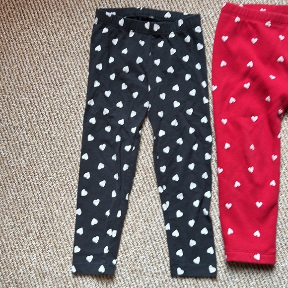 2 - Old Navy toddler girls heart leggings - red and black 3T - one cozy lined - Picture 2 of 5